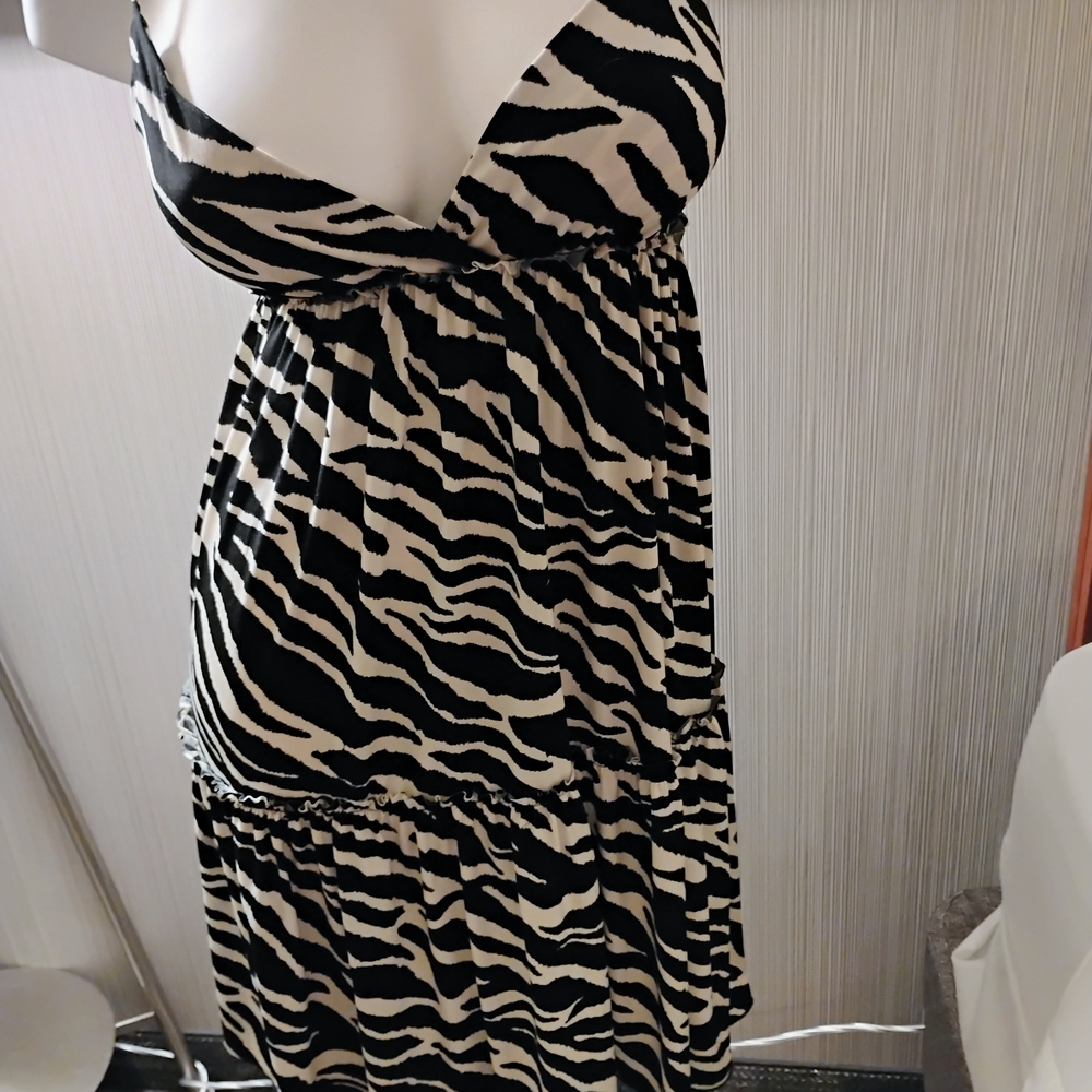 Velvet Torch Zebra Print Midi Dress - Black and White